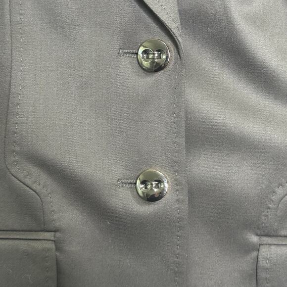 Escada Blazer Womens 42 Black Wool Stretch Classic Two Button Jacket Gold Accent - Picture 8 of 16